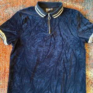 ASOS Velvet polo shirt zip shirt size Large